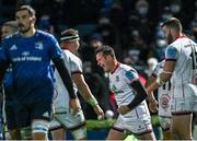 27 November 2021; Billy Burns of Ulster celebrates after team-mate James Hume scored a late try for his side during the United Rugby Championship match between Leinster and Ulster at RDS Arena in Dublin.  Photo by Piaras Ó Mídheach/Sportsfile