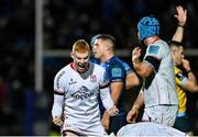 27 November 2021; Nathan Doak of Ulster celebrates on the full-time whistle after the United Rugby Championship match between Leinster and Ulster at the RDS Arena in Dublin. Photo by Harry Murphy/Sportsfile