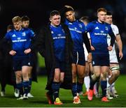 27 November 2021; Tadhg Furlong, left, and Adam Byrne of Leinster after their side's defeat in the United Rugby Championship match between Leinster and Ulster at RDS Arena in Dublin. Photo by David Fitzgerald/Sportsfile