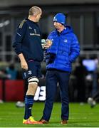 27 November 2021; Leinster head coach Leo Cullen and Devin Toner before the United Rugby Championship match between Leinster and Ulster at the RDS Arena in Dublin. Photo by Harry Murphy/Sportsfile