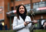 28 November 2021; IHRB Senior Medical Officer Dr Jennifer Pugh with her Contribution to the Industry award on day two of the Fairyhouse Winter Festival at Fairyhouse Racecourse in Ratoath, Meath. Photo by David Fitzgerald/Sportsfile