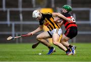28 November 2021; Cillian Brennan of Ballyea in action against Conor Sheahan of Ballygunner during the AIB Munster Club Senior Hurling Championship Quarter-Final match between Ballyea and Ballygunner at Cusack Park in Ennis, Clare. Photo by Ray McManus/Sportsfile