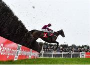 28 November 2021; Beacon Edge, with Denis O'Regan up, jumps the last on their to winning the BARONERACING.COM Drinmore Novice Steeplechase on day two of the Fairyhouse Winter Festival at Fairyhouse Racecourse in Ratoath, Meath. Photo by David Fitzgerald/Sportsfile