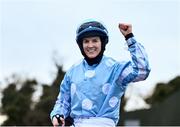 28 November 2021; Rachael Blackmore celebrates on Honeysuckle as they return to the parade ring after winning the BARONERACING.COM Hatton's Grace Hurdle on day two of the Fairyhouse Winter Festival at Fairyhouse Racecourse in Ratoath, Meath. Photo by David Fitzgerald/Sportsfile