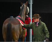 28 November 2021; Trainer Willie Mullins with Saldier before the BARONERACING.COM Hatton's Grace Hurdle during day two of the Fairyhouse Winter Festival at Fairyhouse Racecourse in Ratoath, Meath. Photo by David Fitzgerald/Sportsfile