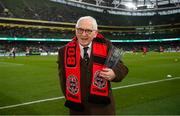28 November 2021; Hall of Fame award recipient Billy Young before the Extra.ie FAI Cup Final match between Bohemians and St Patrick's Athletic at Aviva Stadium in Dublin. Photo by Stephen McCarthy/Sportsfile