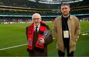 28 November 2021; Hall of Fame award recipient Billy Young, left, and Bohemians COO Daniel Lambert before the Extra.ie FAI Cup Final match between Bohemians and St Patrick's Athletic at Aviva Stadium in Dublin. Photo by Stephen McCarthy/Sportsfile