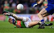 28 November 2021; Ross Mannix of Clonakilty after he was fouled by Billy Hennessy of St Finbarr's during the Cork County Senior Club Football Championship Final match between Clonakilty and St Finbarr's at Páirc Uí Chaoimh in Cork. Photo by Piaras Ó Mídheach/Sportsfile