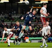 28 November 2021; Chris Forrester of St Patrick's Athletic and Bohemians goalkeeper James Talbot during the Extra.ie FAI Cup Final match between Bohemians and St Patrick's Athletic at the Aviva Stadium in Dublin. Photo by Eóin Noonan/Sportsfile