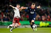 28 November 2021; Jamie Lennon of St Patrick's Athletic and Ross Tierney of Bohemians during the Extra.ie FAI Cup Final match between Bohemians and St Patrick's Athletic at Aviva Stadium in Dublin. Photo by Eóin Noonan/Sportsfile