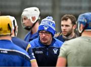 28 November 2021; Raharney manager Brendan McKeogh speaks to his players ahead of the 2021 AIB Leinster Club Senior Hurling Championship Quarter-Final match between Raharney Hurling Club and Kilmacud Crokes at TEG Cusack Park in Mullingar, Westmeath. Photo by Daire Brennan/Sportsfile
