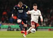 28 November 2021; Ian Bermingham of St Patrick's Athletic  in action against Ali Coote of Bohemians during the Extra.ie FAI Cup Final match between Bohemians and St Patrick's Athletic at Aviva Stadium in Dublin. Photo by Michael P Ryan/Sportsfile