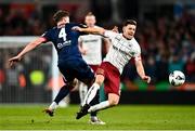 28 November 2021; Keith Buckley of Bohemians and Sam Bone of St Patrick's Athletic during the Extra.ie FAI Cup Final match between Bohemians and St Patrick's Athletic at Aviva Stadium in Dublin. Photo by Eóin Noonan/Sportsfile