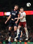 28 November 2021; Sam Bone of St Patrick's Athletic in action against Ross Tierney of Bohemians during the Extra.ie FAI Cup Final match between Bohemians and St Patrick's Athletic at Aviva Stadium in Dublin. Photo by Michael P Ryan/Sportsfile