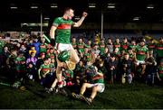 28 November 2021; Brian McGrath of Loughmore/Castleiney and team-mates celebrate with the trophy after their side's victory in the Tipperary County Senior Club Hurling Championship Final Replay match between Thurles Sarsfields and Loughmore/Castleiney at Semple Stadium in Thurles, Tipperary. Photo by Harry Murphy/Sportsfile