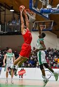 28 November 2021; Jozo Rados of Austria in action against Taiwo Badmus of Ireland during the FIBA EuroBasket 2025 Pre-Qualifiers First Round Group A match between Ireland and Austria at National Basketball Arena in Tallaght, Dublin. Photo by Brendan Moran/Sportsfile