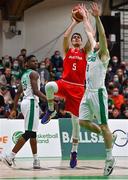 28 November 2021; Bogic Vujosevic of Austria in action against Kyle Hosford of Ireland during the FIBA EuroBasket 2025 Pre-Qualifiers First Round Group A match between Ireland and Austria at National Basketball Arena in Tallaght, Dublin. Photo by Brendan Moran/Sportsfile