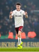 28 November 2021; Rory Feely of Bohemians celebrates after scoring his side's first goal during the Extra.ie FAI Cup Final match between Bohemians and St Patrick's Athletic at Aviva Stadium in Dublin. Photo by Stephen McCarthy/Sportsfile