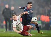 28 November 2021; Andy Lyons of Bohemians and Darragh Burns of St Patrick's Athletic during the Extra.ie FAI Cup Final match between Bohemians and St Patrick's Athletic at Aviva Stadium in Dublin. Photo by Stephen McCarthy/Sportsfile