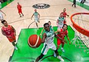 28 November 2021; Taiwo Badmus of Ireland goes up to score a basket during the FIBA EuroBasket 2025 Pre-Qualifiers First Round Group A match between Ireland and Austria at National Basketball Arena in Tallaght, Dublin. Photo by Brendan Moran/Sportsfile