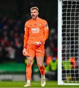 28 November 2021; St Patrick's Athletic goalkeeper Vitezslav Jaros celebrates during a penalty shoot-out in the Extra.ie FAI Cup Final match between Bohemians and St Patrick's Athletic at Aviva Stadium in Dublin. Photo by Eóin Noonan/Sportsfile