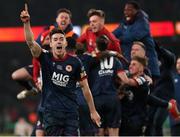 28 November 2021; Lee Desmond of St Patrick's Athletic celebrates after his side won the penalty shootout in the Extra.ie FAI Cup Final match between Bohemians and St Patrick's Athletic at Aviva Stadium in Dublin. Photo by Michael P Ryan/Sportsfile