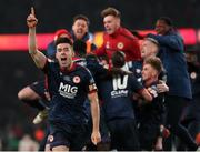 28 November 2021; Lee Desmond of St Patrick's Athletic celebrates after his side won the penalty shootout in the Extra.ie FAI Cup Final match between Bohemians and St Patrick's Athletic at Aviva Stadium in Dublin. Photo by Michael P Ryan/Sportsfile