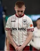 28 November 2021; Ross Tierney of Bohemians dejected following his side's defeat in the Extra.ie FAI Cup Final match between Bohemians and St Patrick's Athletic at Aviva Stadium in Dublin. Photo by Michael P Ryan/Sportsfile