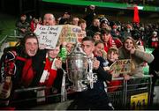 28 November 2021; Darragh Burns of St Patrick's Athletic celebrates with fans after his side's victory in the Extra.ie FAI Cup Final match between Bohemians and St Patrick's Athletic at Aviva Stadium in Dublin. Photo by Michael P Ryan/Sportsfile