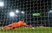 28 November 2021; Stephen Mallon of Bohemians scores a penalty during the penalty shootout of the Extra.ie FAI Cup Final match between Bohemians and St Patrick's Athletic at Aviva Stadium in Dublin. Photo by Stephen McCarthy/Sportsfile