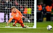 28 November 2021; St Patrick's Athletic goalkeeper Vitezslav Jaros concedes a goal during the penalty shootout of the Extra.ie FAI Cup Final match between Bohemians and St Patrick's Athletic at Aviva Stadium in Dublin. Photo by Seb Daly/Sportsfile