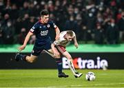 28 November 2021; Ross Tierney in action against Lee Desmond of St Patrick's Athletic during the Extra.ie FAI Cup Final match between Bohemians and St Patrick's Athletic at Aviva Stadium in Dublin. Photo by Seb Daly/Sportsfile