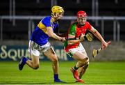 27 November 2021; Alan Tobin of Rapparees in action against Robbie Phelan of Clough-Ballacolla during the AIB Leinster GAA Hurling Senior Club Championship Quarter-Final match between Clough-Ballacolla and Rapparees at MW Hire O'Moore Park in Portlaoise, Laois. Photo by Sam Barnes/Sportsfile