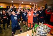 28 November 2021; St Patrick's Athletic players, including Jak Hickman, left, celebrate following the Extra.ie FAI Cup Final match between Bohemians and St Patrick's Athletic at Aviva Stadium in Dublin. Photo by Stephen McCarthy/Sportsfile