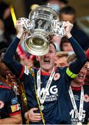 28 November 2021; St Patrick's Athletic captain Ian Bermingham lifts the cup following the Extra.ie FAI Cup Final match between Bohemians and St Patrick's Athletic at Aviva Stadium in Dublin. Photo by Stephen McCarthy/Sportsfile