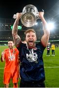 28 November 2021; Paddy Barrett of St Patrick's Athletic celebrates with the cup following the Extra.ie FAI Cup Final match between Bohemians and St Patrick's Athletic at Aviva Stadium in Dublin. Photo by Stephen McCarthy/Sportsfile