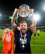 28 November 2021; Paddy Barrett of St Patrick's Athletic celebrates with the cup following the Extra.ie FAI Cup Final match between Bohemians and St Patrick's Athletic at Aviva Stadium in Dublin. Photo by Stephen McCarthy/Sportsfile