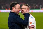 28 November 2021; Matt Devaney with Keith Ward of Bohemians following the Extra.ie FAI Cup Final match between Bohemians and St Patrick's Athletic at Aviva Stadium in Dublin. Photo by Stephen McCarthy/Sportsfile