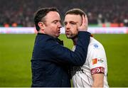 28 November 2021; Matt Devaney with Keith Ward of Bohemians following the Extra.ie FAI Cup Final match between Bohemians and St Patrick's Athletic at Aviva Stadium in Dublin. Photo by Stephen McCarthy/Sportsfile