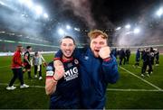 28 November 2021; Ronan Coughlan and Paddy Barrett of St Patrick's Athletic celebrate following the Extra.ie FAI Cup Final match between Bohemians and St Patrick's Athletic at Aviva Stadium in Dublin. Photo by Stephen McCarthy/Sportsfile