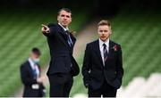 28 November 2021; St Patrick's Athletic strength & conditioning coach Mark Kenneally, left, and athletic therapist Sam Rice before the Extra.ie FAI Cup Final match between Bohemians and St Patrick's Athletic at Aviva Stadium in Dublin. Photo by Stephen McCarthy/Sportsfile