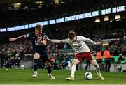 28 November 2021; Stephen Mallon of Bohemians in action against Jak Hickman of St Patrick's Athletic during the Extra.ie FAI Cup Final match between Bohemians and St Patrick's Athletic at Aviva Stadium in Dublin. Photo by Stephen McCarthy/Sportsfile