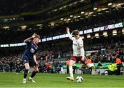 28 November 2021; Stephen Mallon of Bohemians in action against Jak Hickman of St Patrick's Athletic during the Extra.ie FAI Cup Final match between Bohemians and St Patrick's Athletic at Aviva Stadium in Dublin. Photo by Stephen McCarthy/Sportsfile