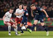 28 November 2021; Jamie Lennon of St Patrick's Athletic in action against Ross Tierney of Bohemians during the Extra.ie FAI Cup Final match between Bohemians and St Patrick's Athletic at Aviva Stadium in Dublin. Photo by Stephen McCarthy/Sportsfile