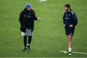 29 November 2021; Backs coach Felipe Contepomi speaks with Ross Byrne during a Leinster Rugby squad training at Energia Park in Dublin. Photo by Harry Murphy/Sportsfile