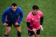 29 November 2021; Dan Sheehan, right, and Cian Healy during a Leinster Rugby squad training at Energia Park in Dublin. Photo by Harry Murphy/Sportsfile
