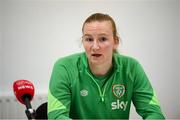 29 November 2021; Goalkeeper Courtney Brosnan during a Republic of Ireland Women press conference at Tallaght Stadium in Dublin. Photo by Stephen McCarthy/Sportsfile