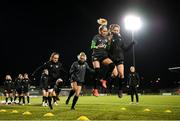29 November 2021; Denise O'Sullivan, left, and Kyra Carusa during a Republic of Ireland Women training session at Tallaght Stadium in Dublin. Photo by Stephen McCarthy/Sportsfile