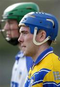 28 March 2004; Andrew Quinn, Clare, and Waterford's David O'Brien stand for the national anthem. Allianz Hurling League, Clare v Waterford, Cusack Park, Ennis, Co. Clare. Picture credit; Damien Eagers / SPORTSFILE *EDI*