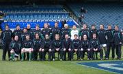 27 March 2004; The Ireland team who defeated Scotland to win the Triple Crown, back row from left, Donnacha O'Callaghan, Shane Horgan, Shane Byrne, Victor Costello, Simon Easterby, Paul O'Connell, Malcolm O'Kelly, John Hayes, Reggie Corrigan, Anthony Foley, David Wallace, Marcus Horan, Guy Easterby and David Humphreys. Front, from left, Frankie Sheahan, Gordon D'Arcy, Girvan Dempsey, Kevin Maggs, Brian O'Driscoll, John Quilligan, President of the IRFU, Ronan O'Gara, Peter Stringer and Geordan Murphy. RBS Six Nations Rugby Championship 2003-2004, Ireland v Scotland, Lansdowne Road, Dublin. Picture credit; Brendan Moran / SPORTSFILE *EDI*